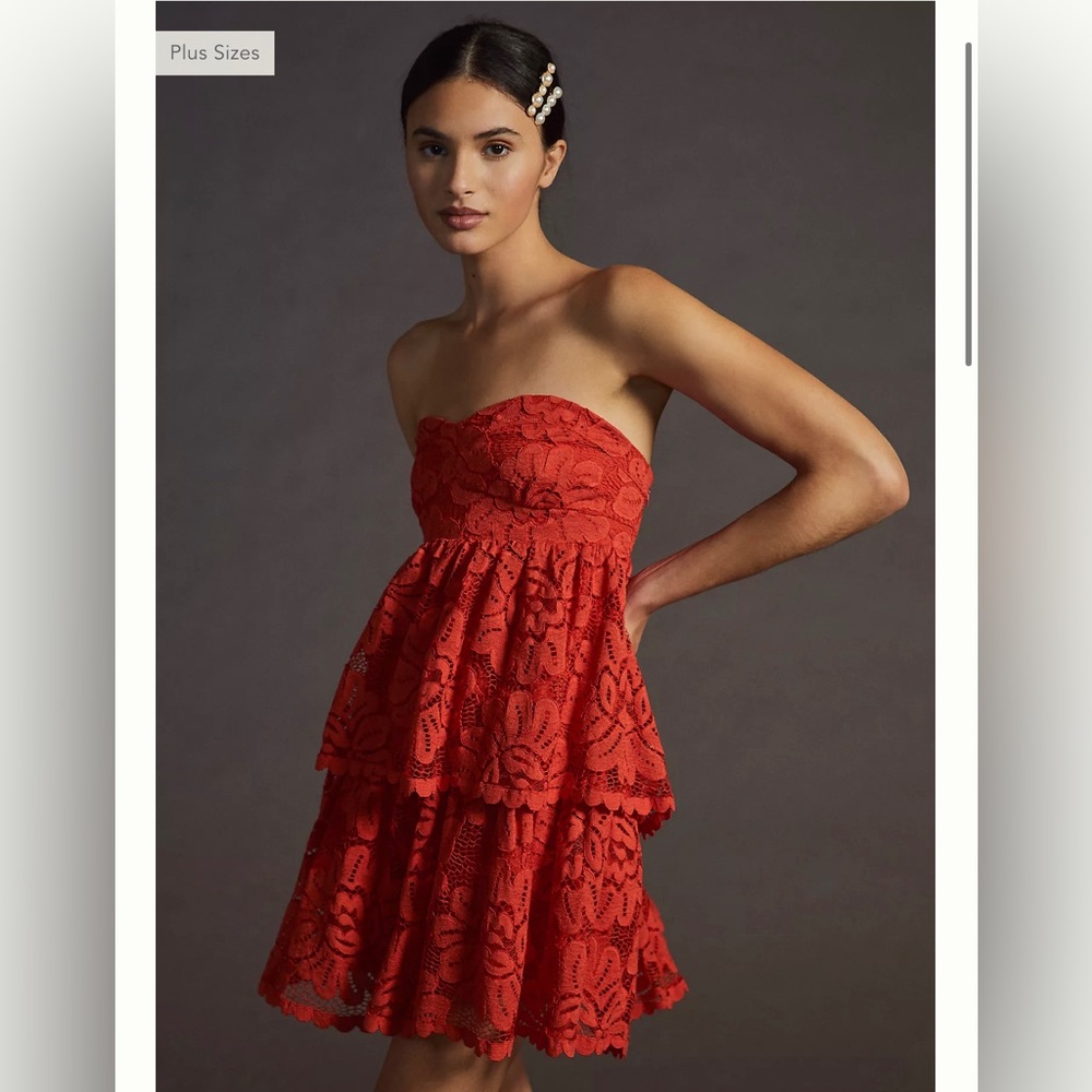 NWT Anthro Maeve Strapless Mini lace Dress